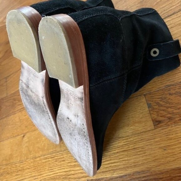 Cole Haan Zillie Black Western Suede Booties Stacked Block Heel Women’s Size 7.5 - Picture 11 of 13